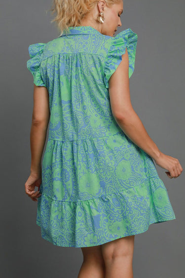 Ruffle Cap Sleeve Mini Dress